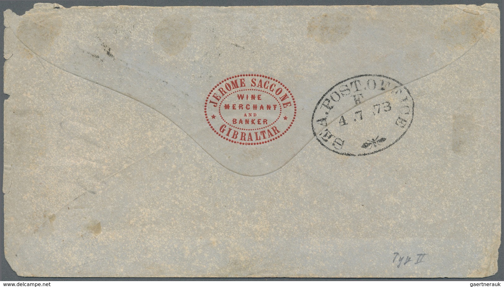 Br Gibraltar: 1858, A Pair Of QV 2 D Blue, Plate 14 On Envelope (cover Some Faults) Tied By Duplex "GIB - Gibraltar
