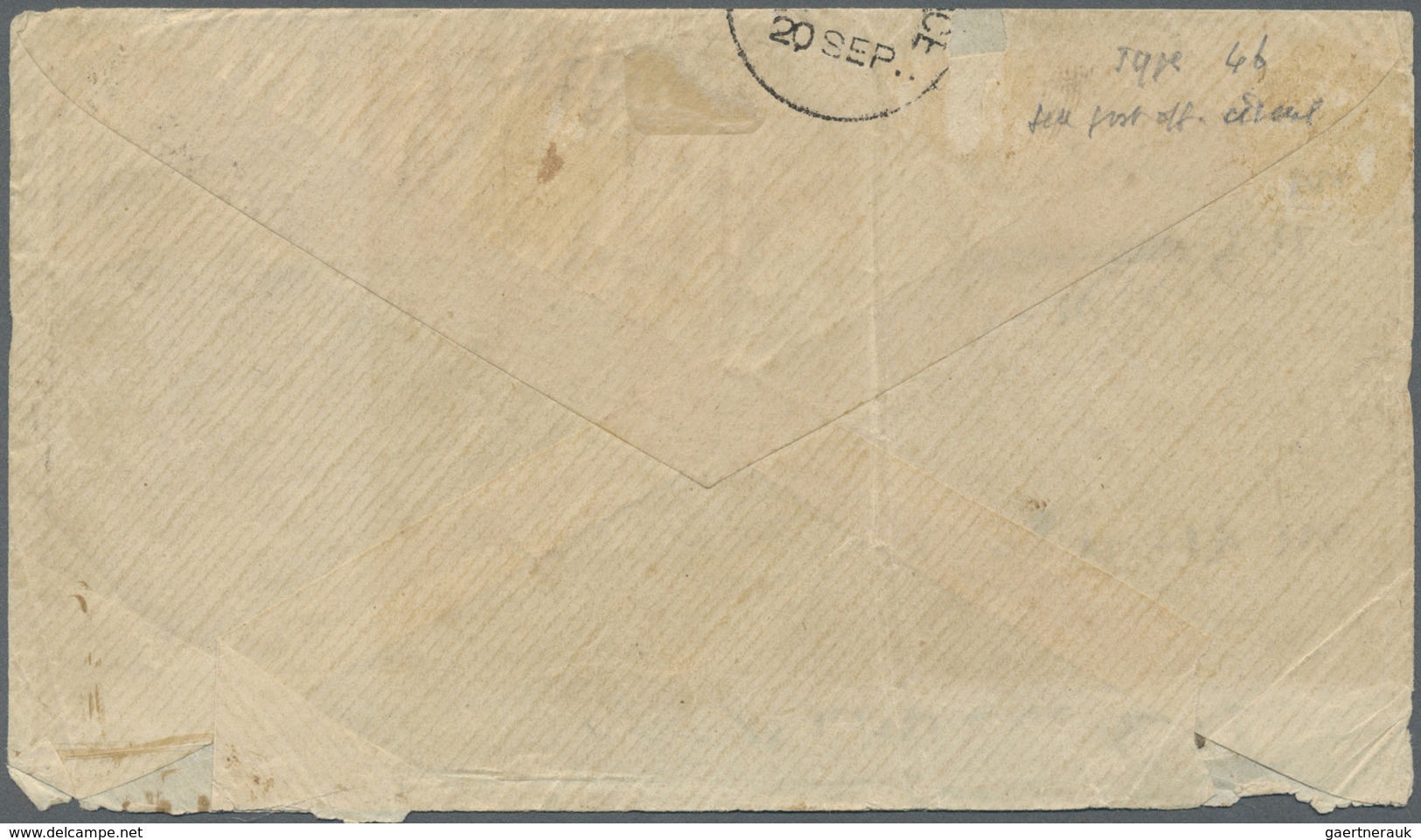 Br Gibraltar: 1881, Envelope Bearing A Stripe Of Four QV 1 D. Dull-violet With 16 Pearls On Upper Left, - Gibraltar