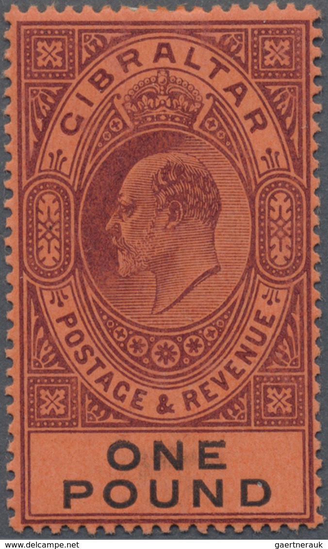 * Gibraltar: 1903, £1 Dull Purple And Black/red, Crown CA, Fresh Colour, Well Perforated, Mint O.g. Hi - Gibraltar