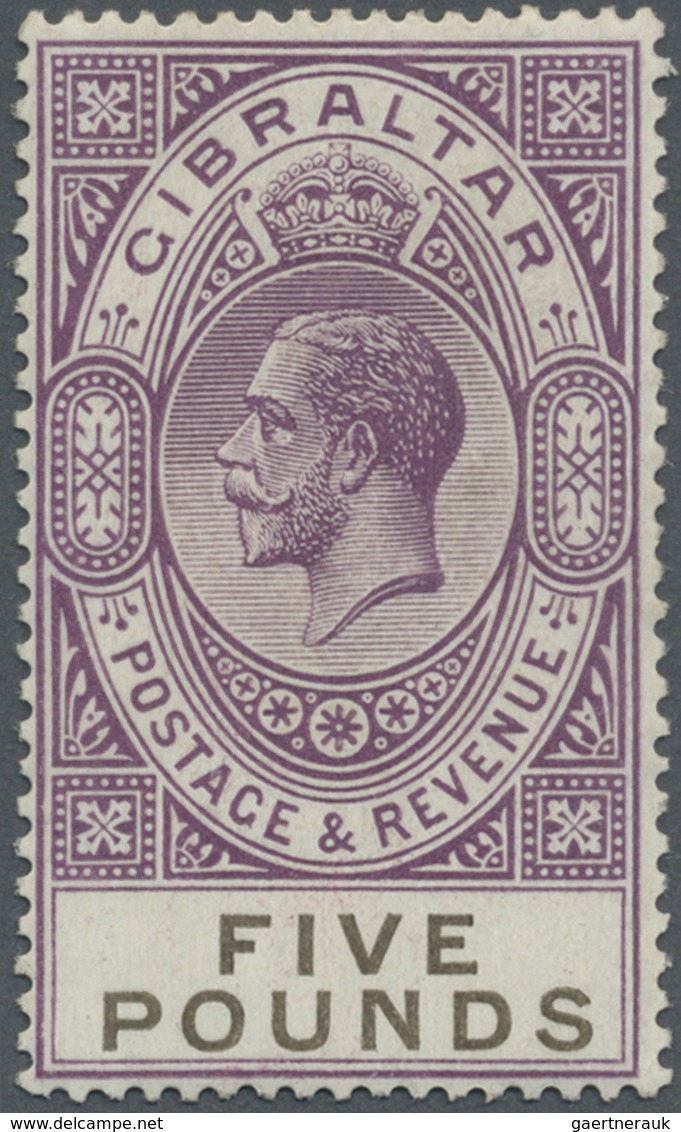 ** Gibraltar: 1925, Freimarke König Georg V 5 £ Violett/schwarzoliv, Postfrisches Luxusstück In Der Emp - Gibraltar