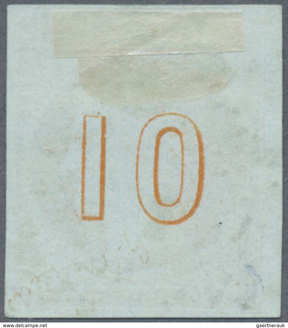 O Griechenland: 1861, Hermes 10 Lepta Orange On Bluish, Having Full Margins, With Illegible Number Can - Brieven En Documenten