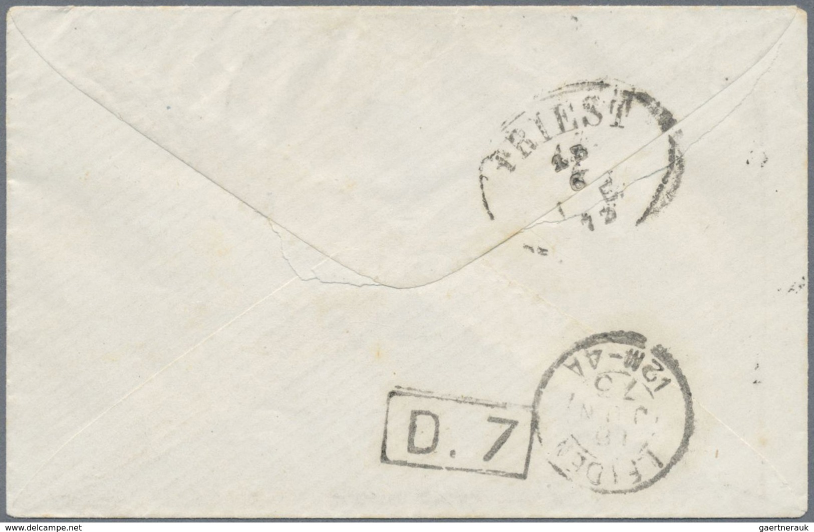 Br Griechenland: 1873, Cover Bearing 10 L. Orange On Greenish (corner Margin), 20 L. Blue And 40 L. Gre - Lettres & Documents