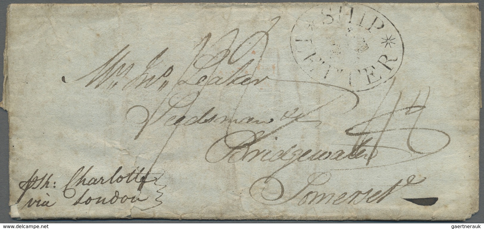 Großbritannien - Vorphilatelie: 1806/1807, Two Letter From USA, One With Crowned Oval "SHIP LETTER" - ...-1840 Préphilatélie