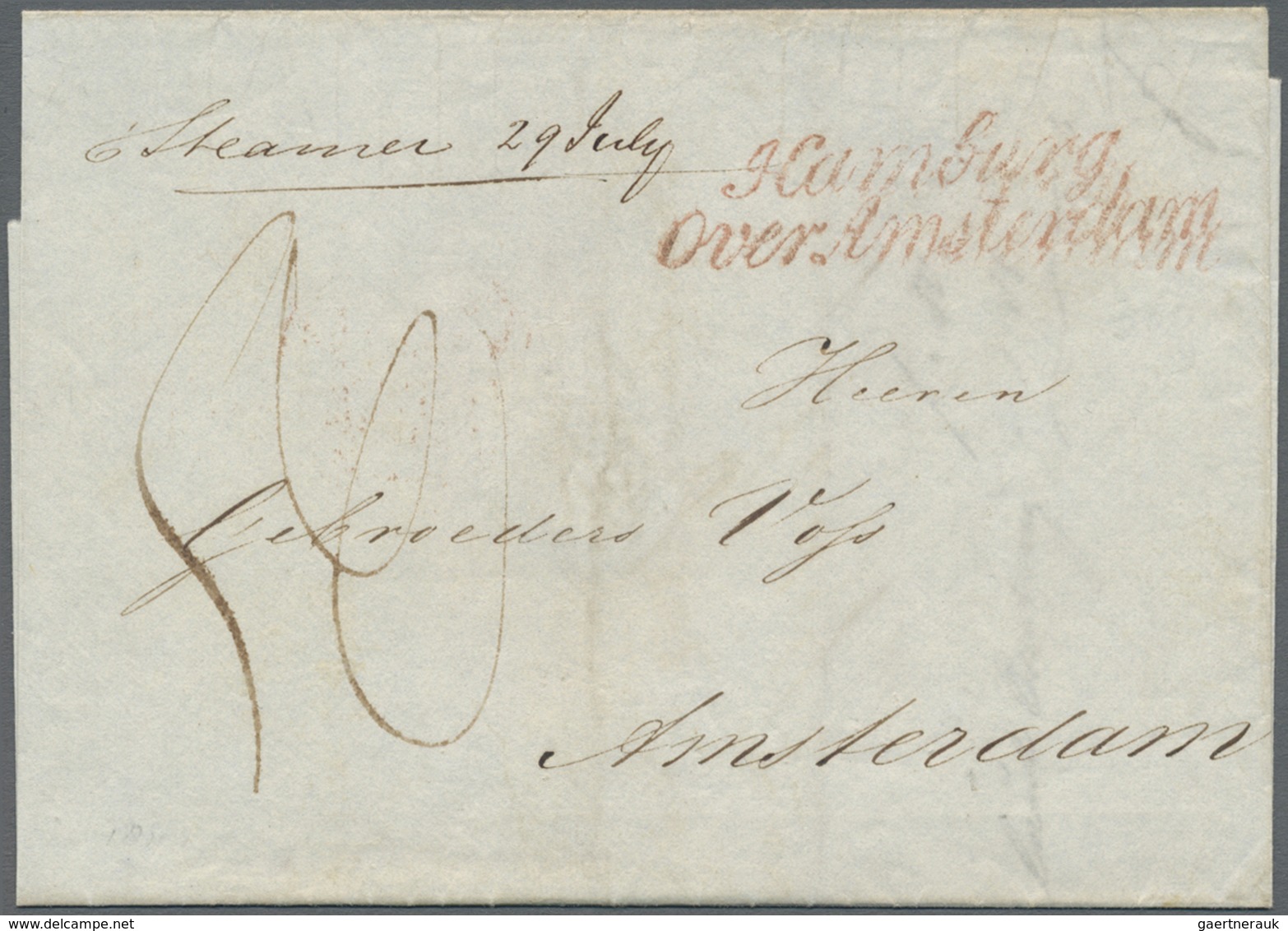 Br Großbritannien - Vorphilatelie: 1844, Folded Letter Sent From LEEDS With Better Transit Mark "Hambur - ...-1840 Voorlopers