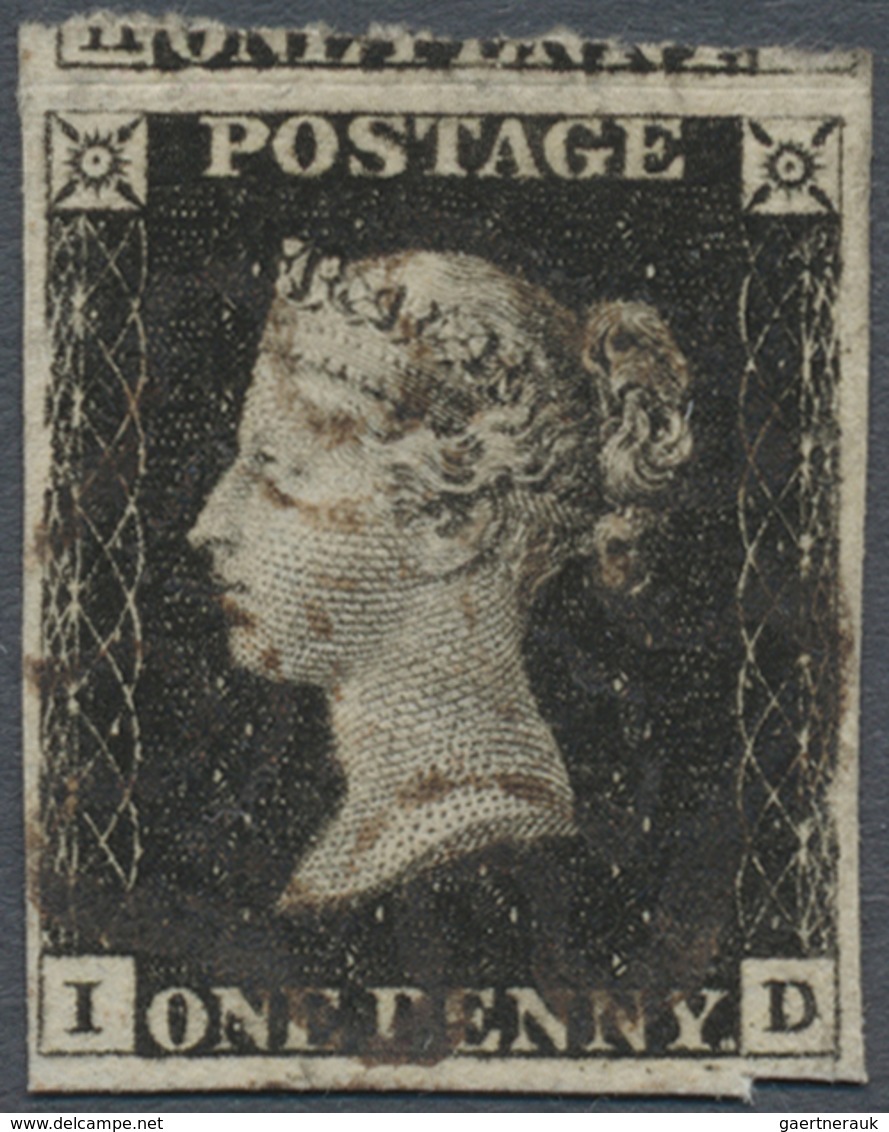 O Großbritannien: 1840, 1 Penny Deep Black Canceled With A Soft Black Maltese Cross, All Sides Full Ma - Autres & Non Classés