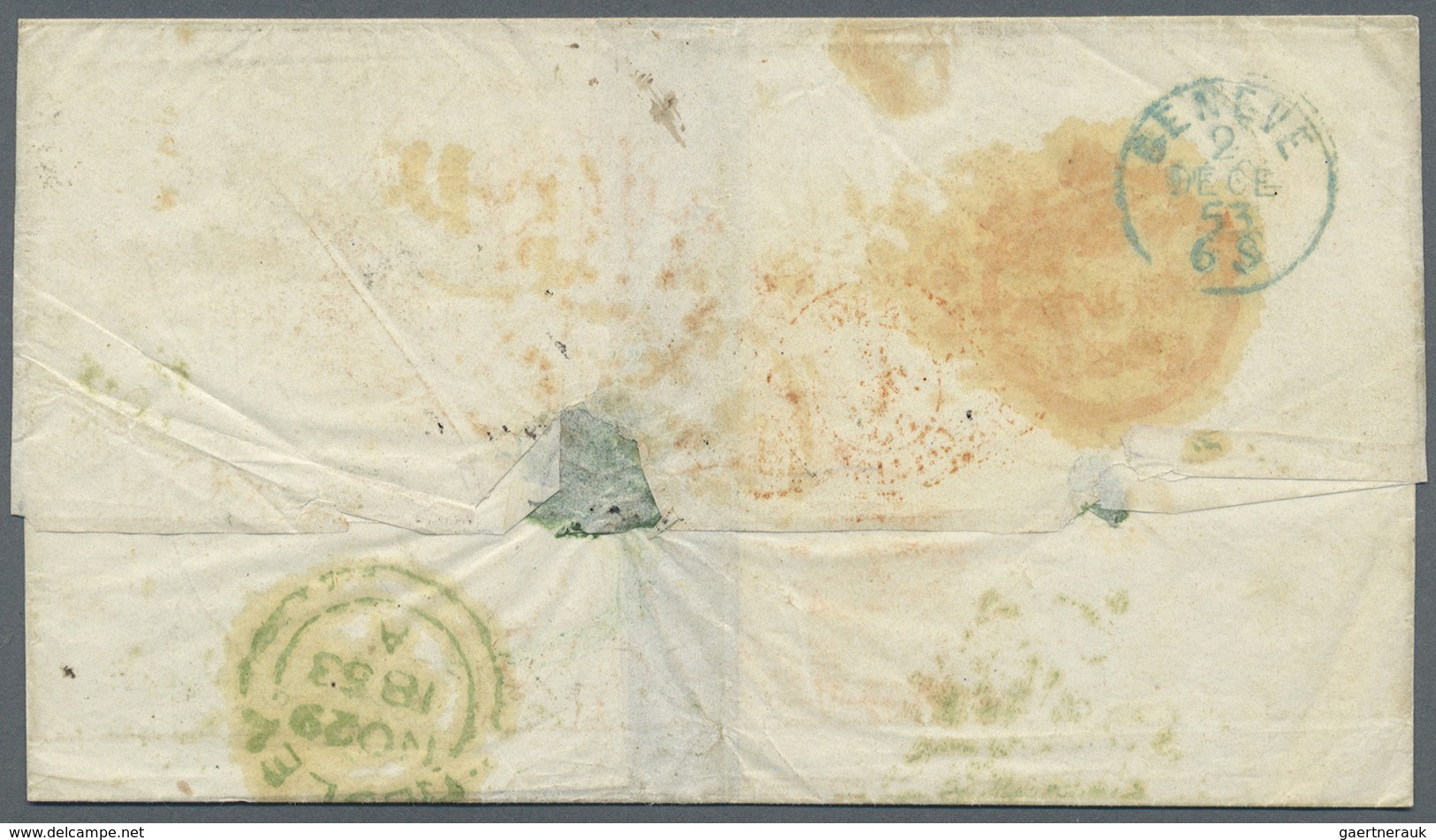 Br Großbritannien: 1863. Envelope Addressed To Switzerland Bearing SG 8, 1d Brown And SG 57, 10d Brown - Autres & Non Classés