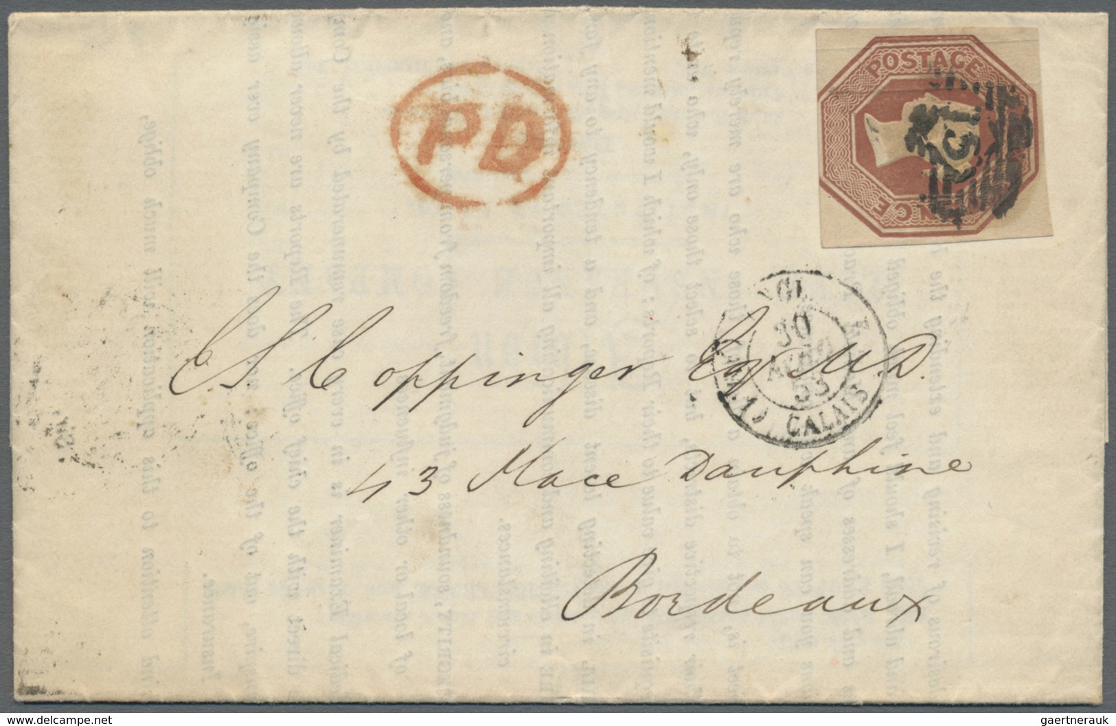 Br Großbritannien: 1853, 10 Shilling Embossed Cut Square As Single Franking On Preprited Letter From A - Autres & Non Classés