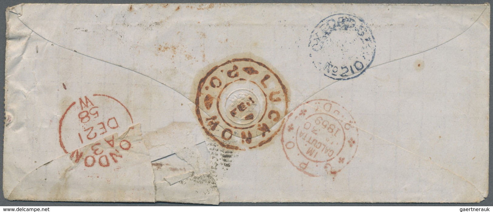 Br Großbritannien: 1859/1861 Two Covers To India Both Franked 1855-57 4d. Rose-carmine Horiz. Pair Plus - Autres & Non Classés