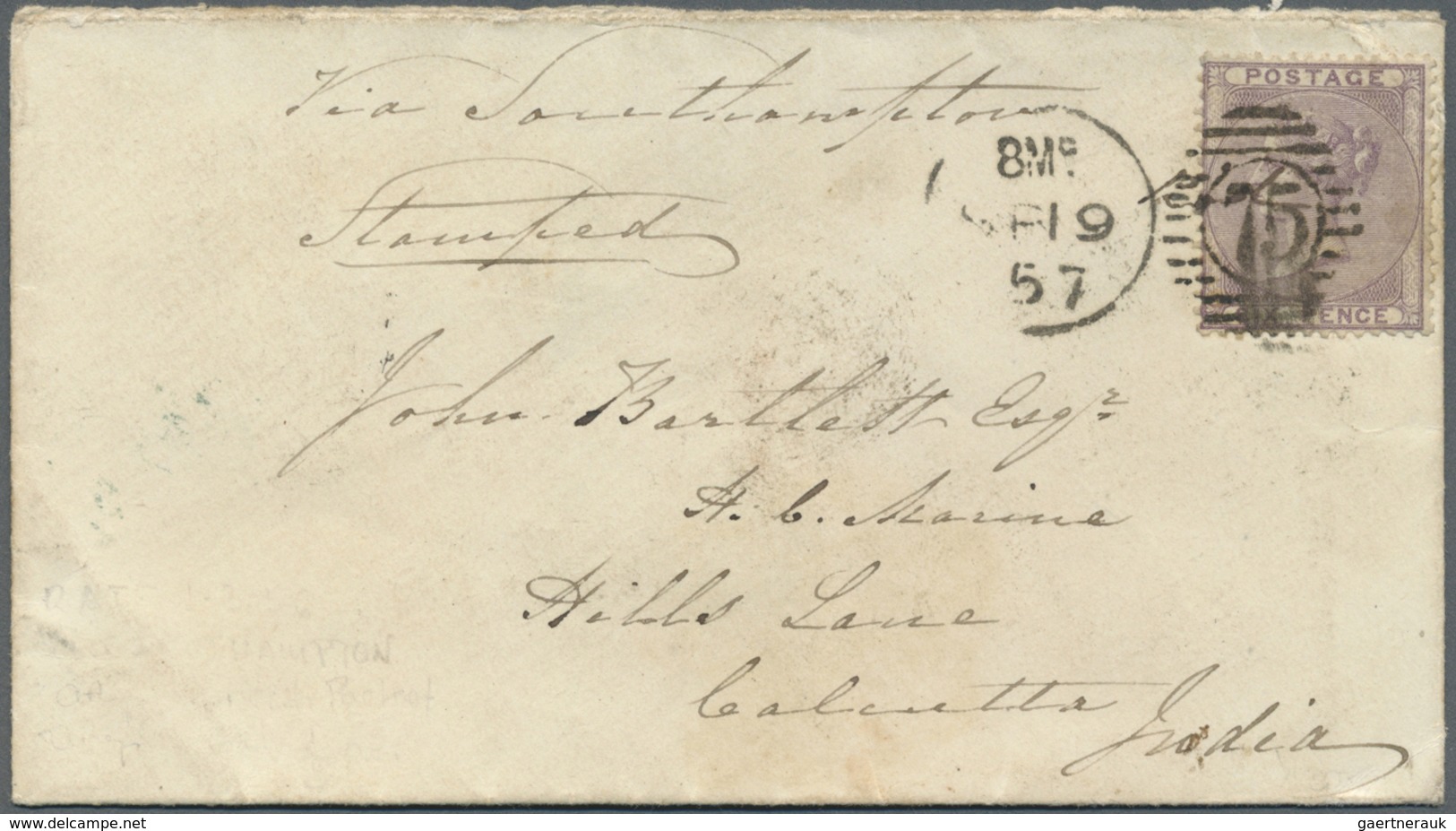 Br Großbritannien: 1857-1862 Three Covers (some Faults) To India All Franked By 1856 6d. Lilac, One Add - Altri & Non Classificati