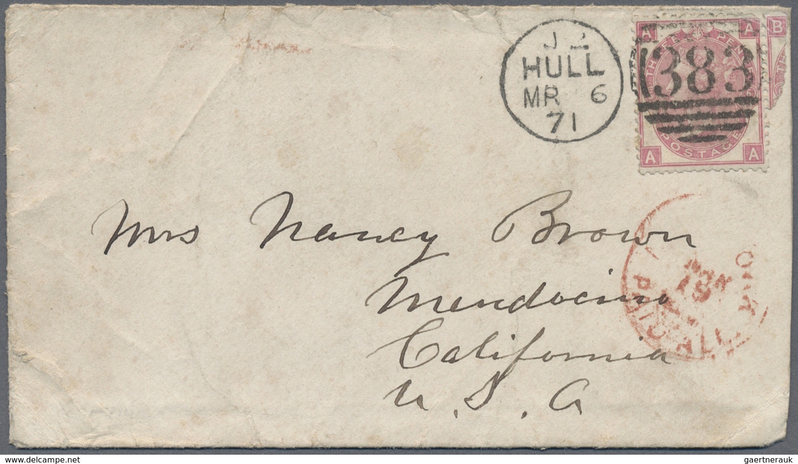 Br/Brfst Großbritannien: 1859/1897, Mail To California/USA, Two Covers And One Front To Sacramento Resp. San - Autres & Non Classés