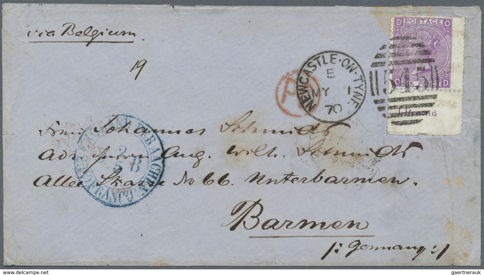 Br Großbritannien: 1870, 6 P. Violet, Plate 8, From Lower Margin With Marginal Print "1 Pound", On Righ - Autres & Non Classés