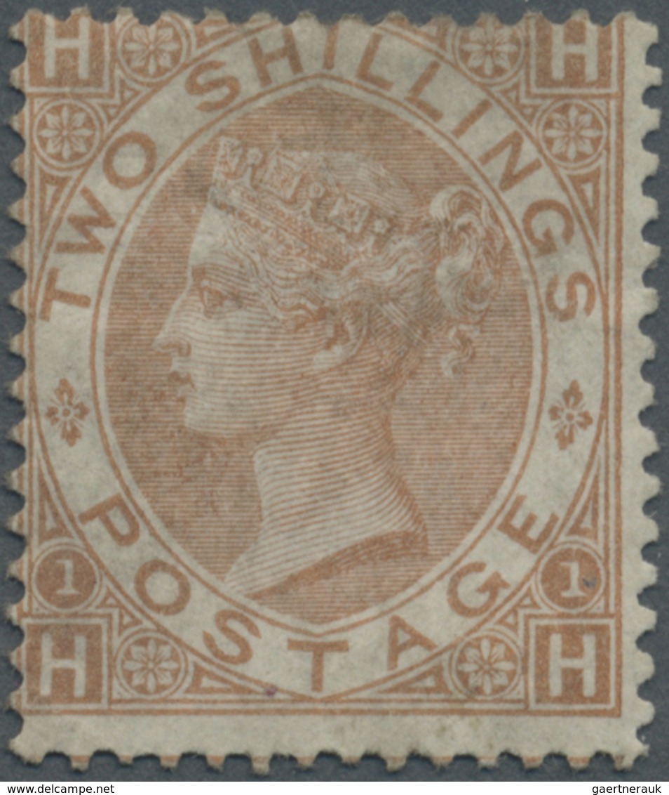 Großbritannien: 1880, 2s. Brown, Lettered H-H, Faulty Copy, Was A Wing-margin Stamp Which Has Been P - Autres & Non Classés