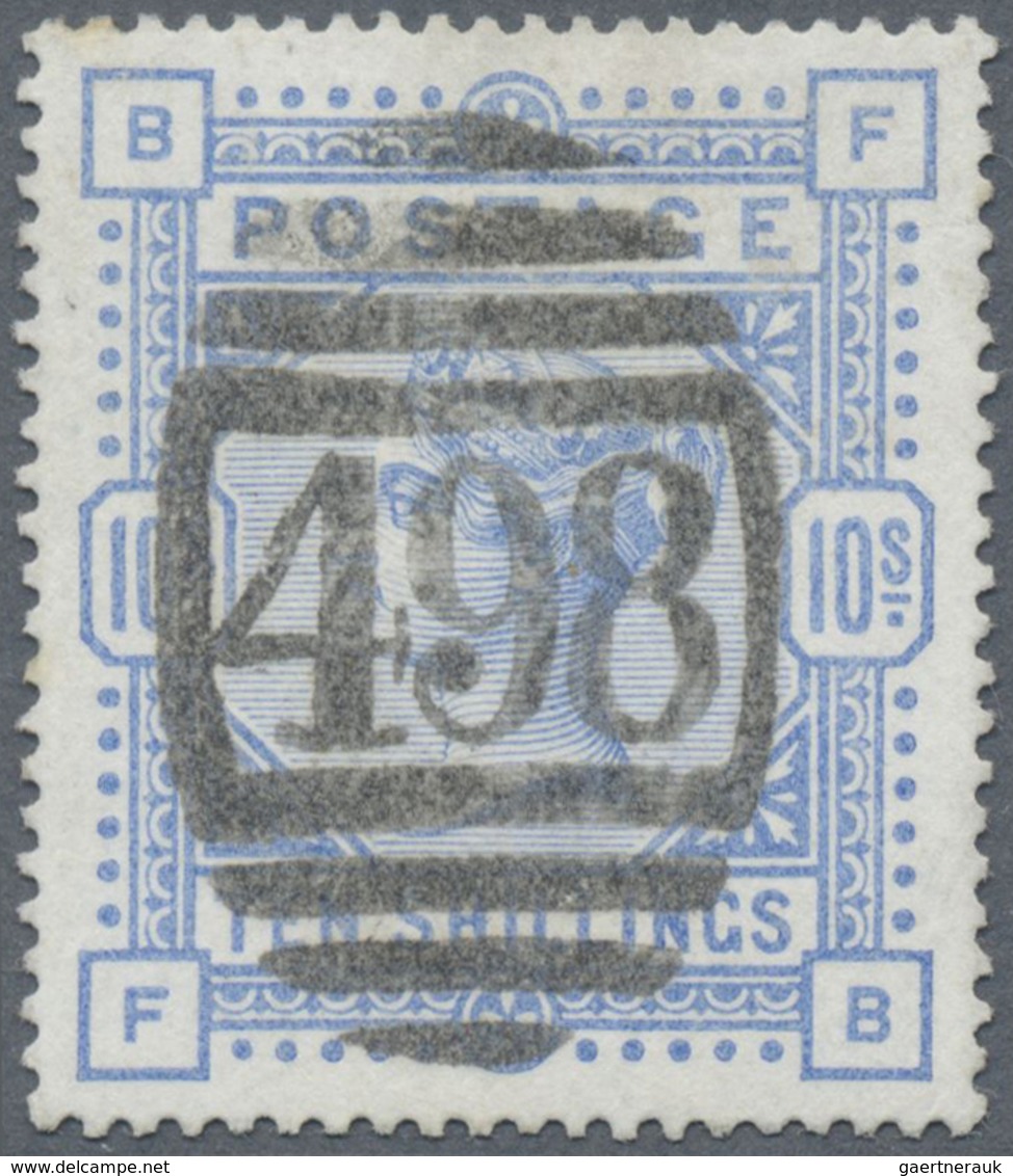 O Großbritannien: 1883, QV 10s Ultramarine With Oval Numeral "498" Cancellation, Well Perforated And F - Autres & Non Classés