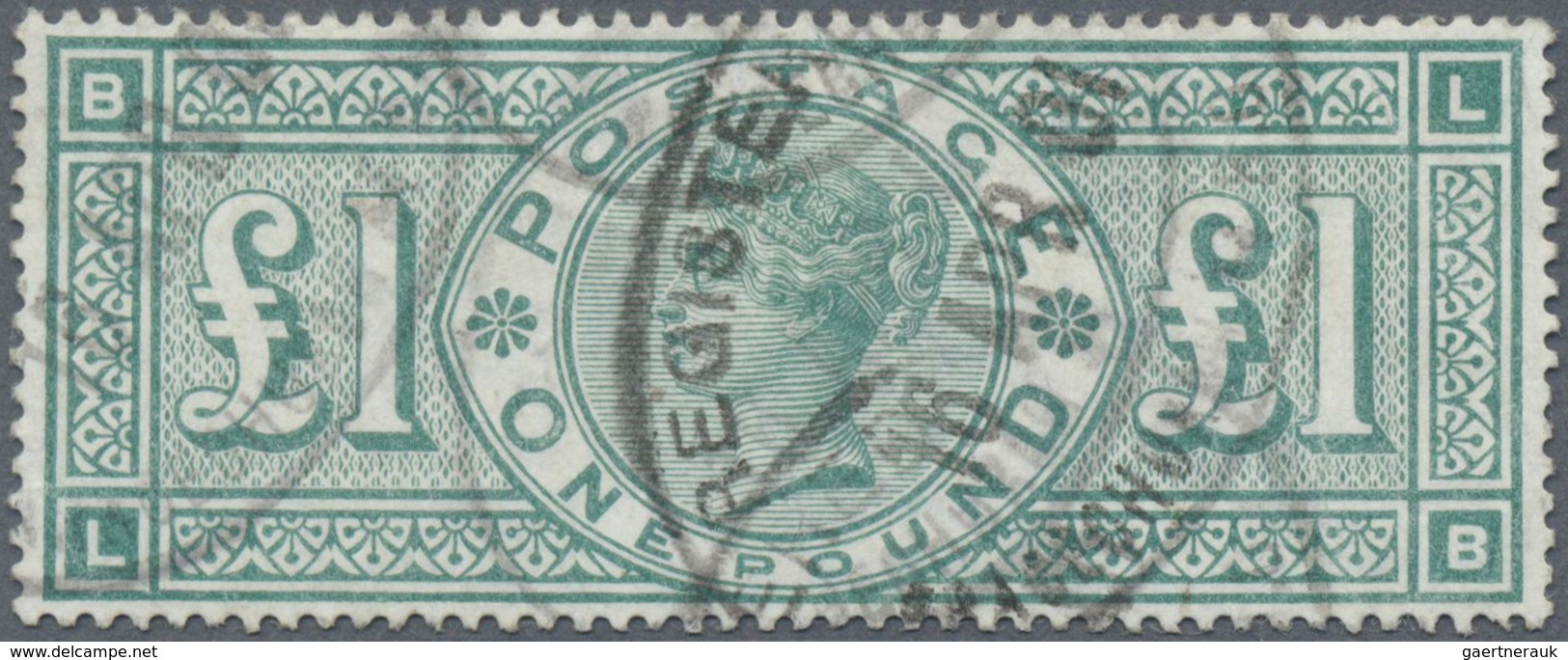 O Großbritannien: 1891, 1 Pound Green, Well Centered And Perf, Several Cancellation. Very Fine Stamp - Autres & Non Classés