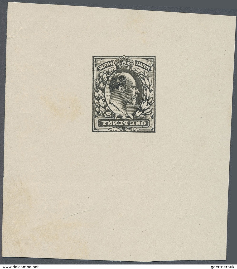 (*) Großbritannien: 1902 King Edward VII, 1d Black ECKERLIN DIE PROOF ESSAYS (reversed Design) Printed I - Autres & Non Classés