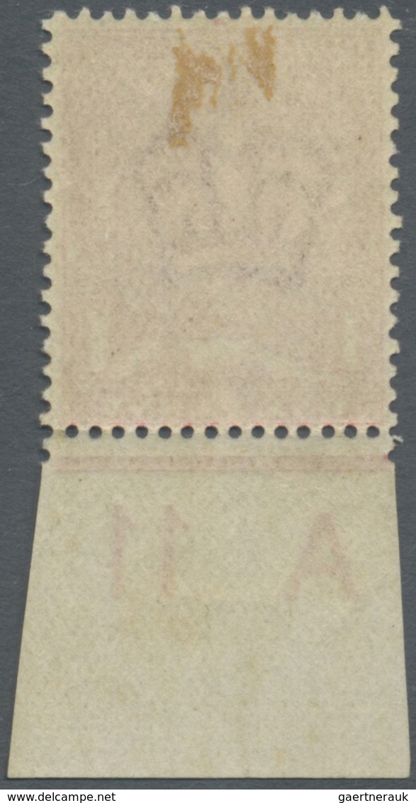 * Großbritannien: 1911, 1d. Carmine-red, Bottom Marginal Copy With Control "A 11" Showing Variety "Fla - Autres & Non Classés