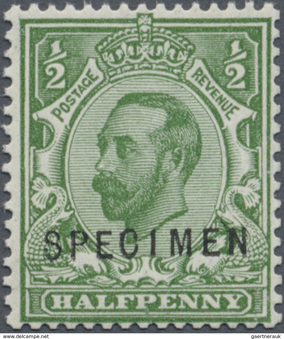 ** Großbritannien: 1912, ½d. Green, Wm Simple Cipher, Die 1B, With "Specimen" Overprint, Unmounted Mint - Autres & Non Classés