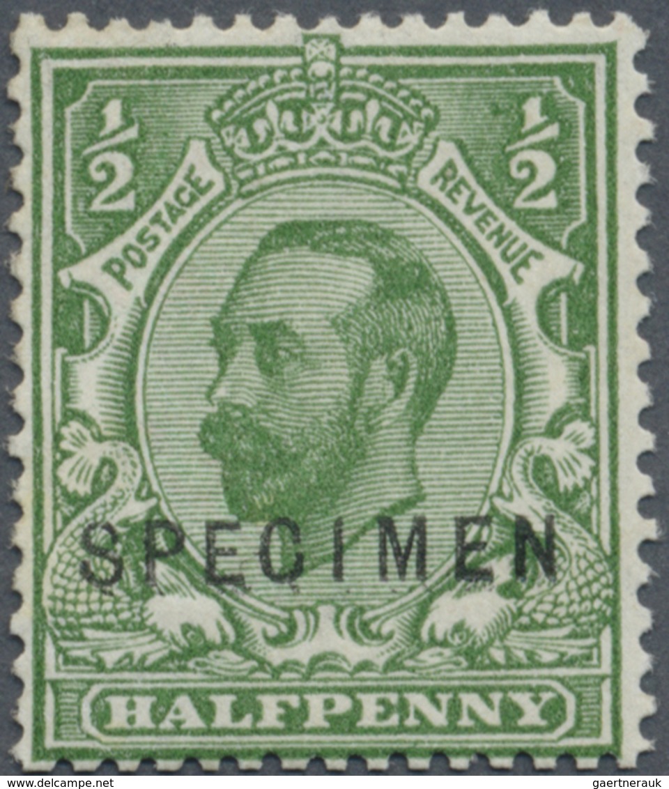 * Großbritannien: 1912, ½d. Green, Wm Simple Cipher, Die 1B, With "Specimen" Overprint, Mint O.g. Prev - Autres & Non Classés
