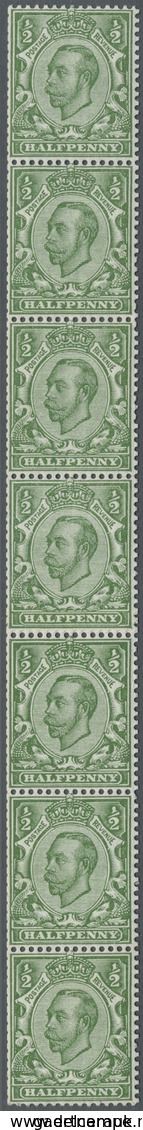 **/* Großbritannien: 1912, 1d. Pale Green/1d. Green, Coil Strip Of Seven, Upper Four Stamps In "pale Gree - Autres & Non Classés