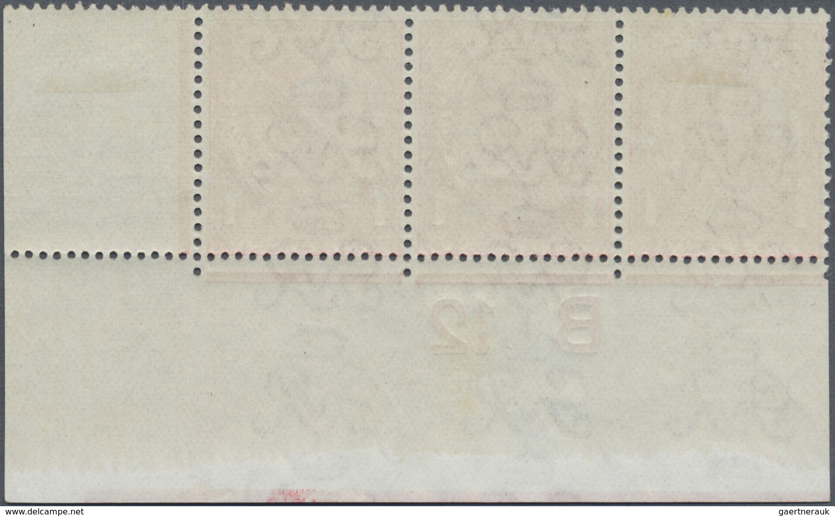 **/* Großbritannien: 1912, 1d. Scarlet, Wm Simple Cypher, Marginal Strip Of Three From The Lower Right Co - Autres & Non Classés