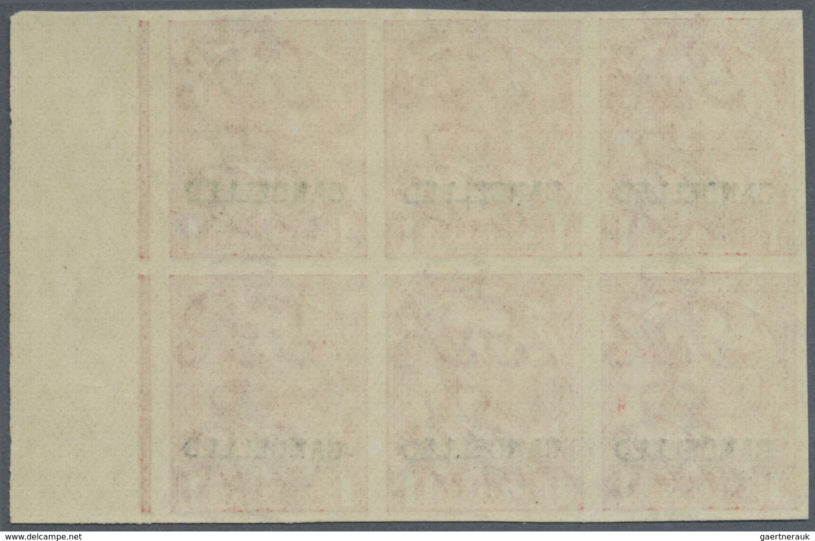 ** Großbritannien: 1912, 1d. Scarlet, Imperforate Marginal Block Of Six With "CANCELLED" Ovp., Unmounte - Autres & Non Classés