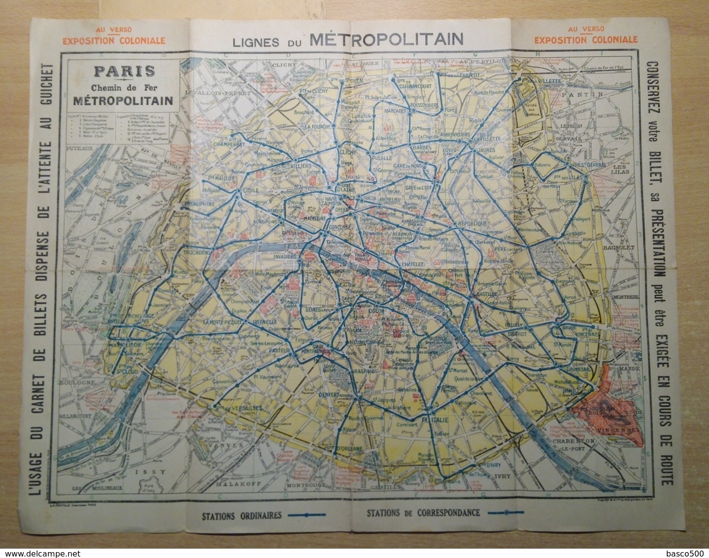 1931 PARIS Plans Recto/Verso METRO + EXPOSITION COLONIALE INTERNATIONALE - Europe