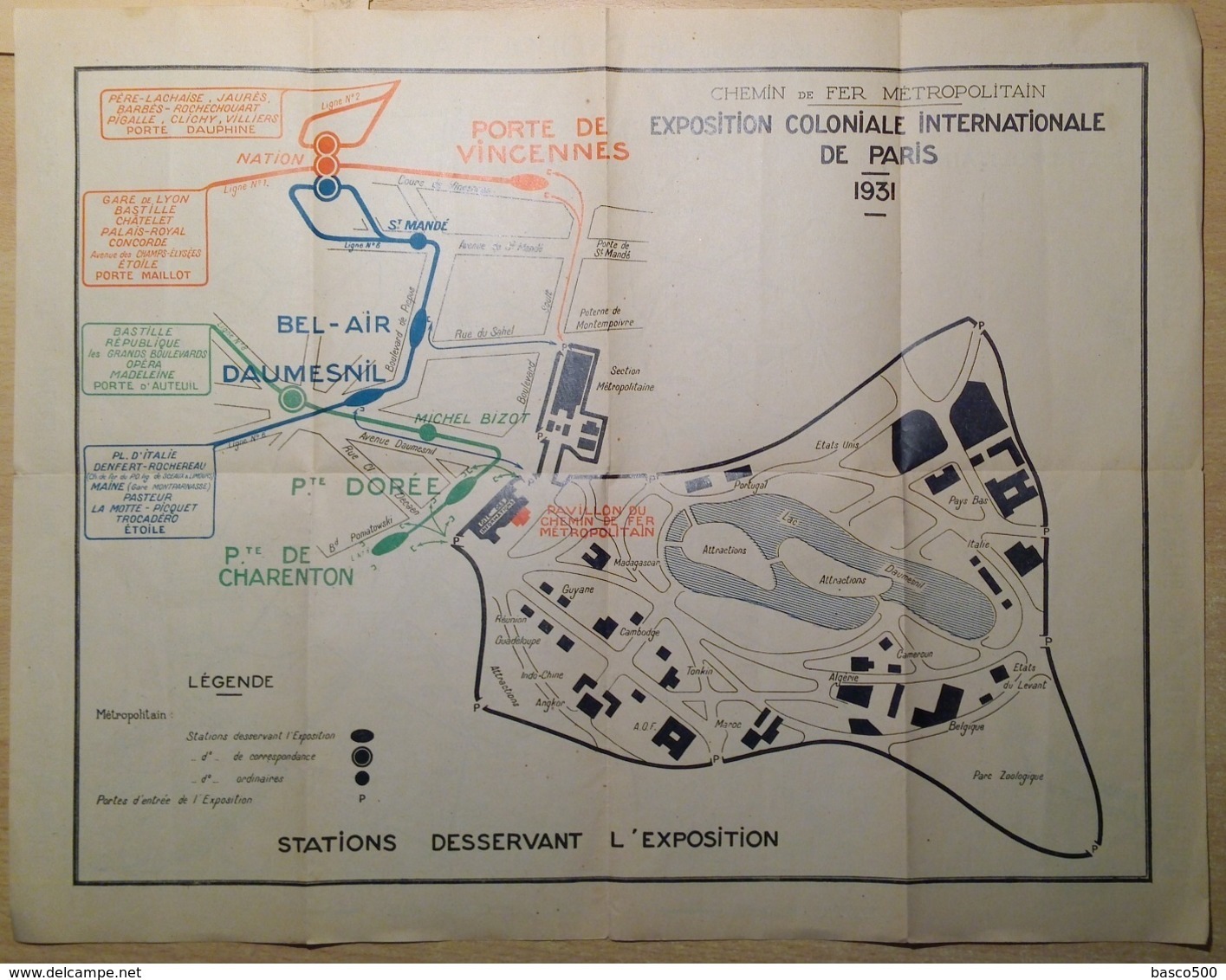 1931 PARIS Plans Recto/Verso METRO + EXPOSITION COLONIALE INTERNATIONALE - Europe