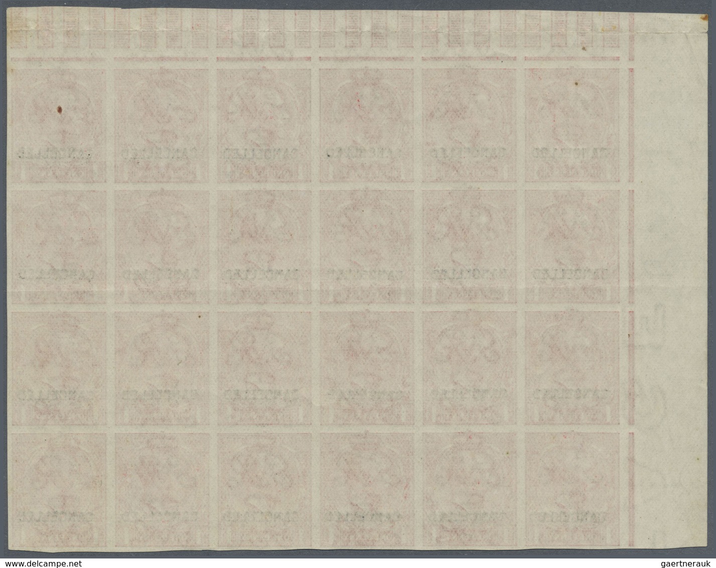 ** Großbritannien: 1912, 1d. Scarlet, Imperforate Marginal Block Of 24 From The Upper Left Corner Of Th - Sonstige & Ohne Zuordnung