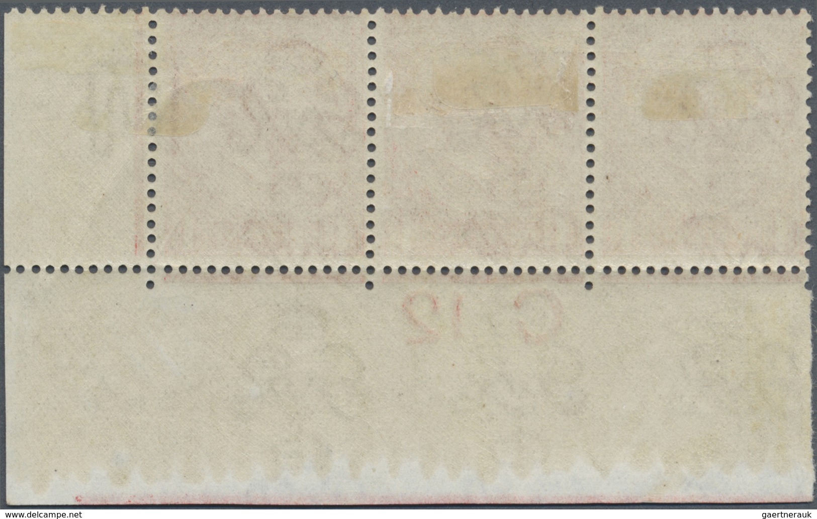 * Großbritannien: 1912, 1d. Scarlet, Wm Simple Cypher, Marginal Strip Of Three From The Lower Right Co - Autres & Non Classés