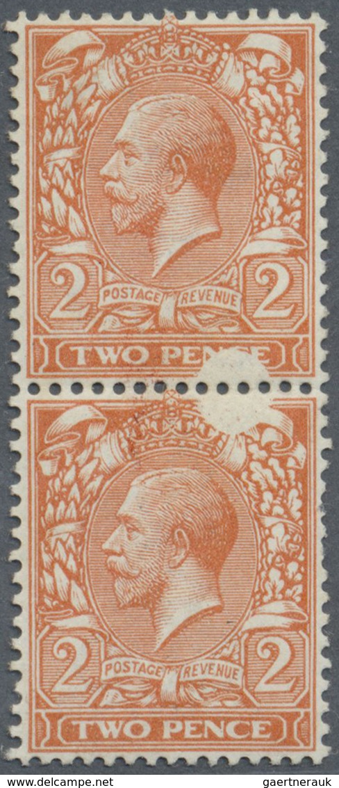 **/* Großbritannien: 1920, 2d. Orange, Vertical Pair (partly Rough Perfs), Showing Distinctive Variety "t - Sonstige & Ohne Zuordnung