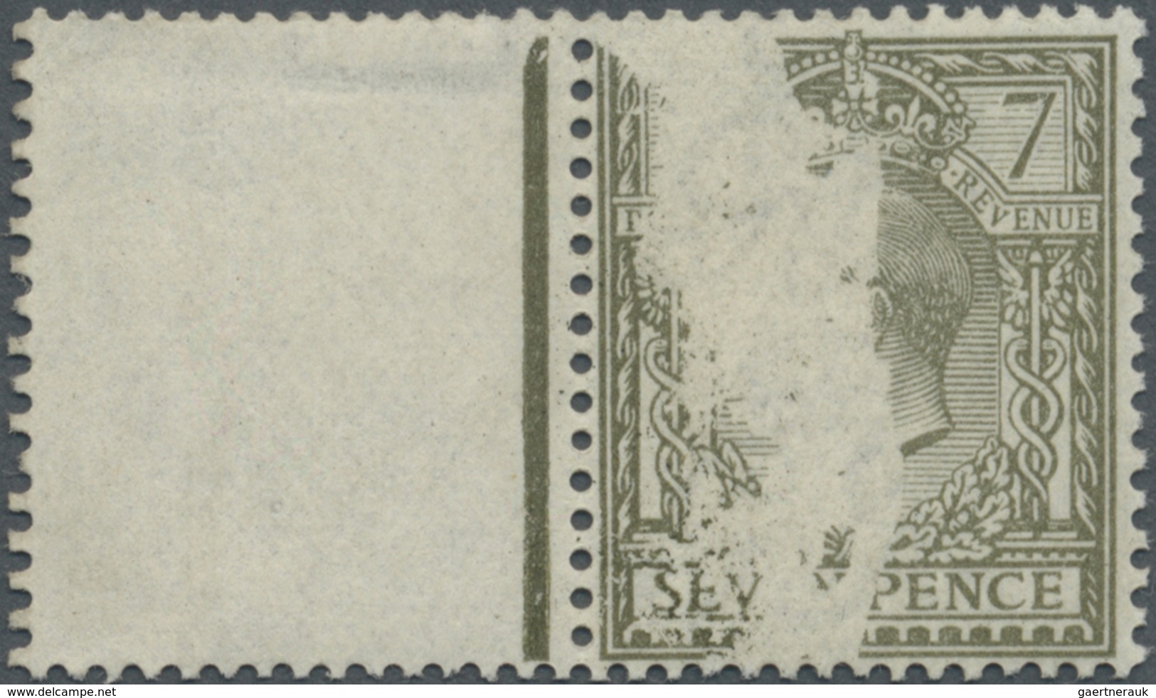 ** Großbritannien: 1913, 7d. Olive, Wm Simple Cypher, Left Marginal Copy Showing Distinctive Variety "p - Autres & Non Classés