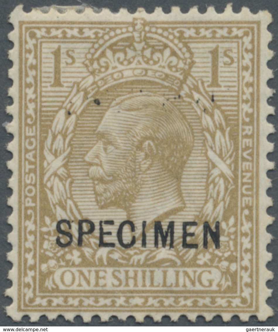 * Großbritannien: 1913, 1s. Bistre-brown, Wm Simple Cypher, With "Specimen" Overprint (type 26), Mint - Autres & Non Classés