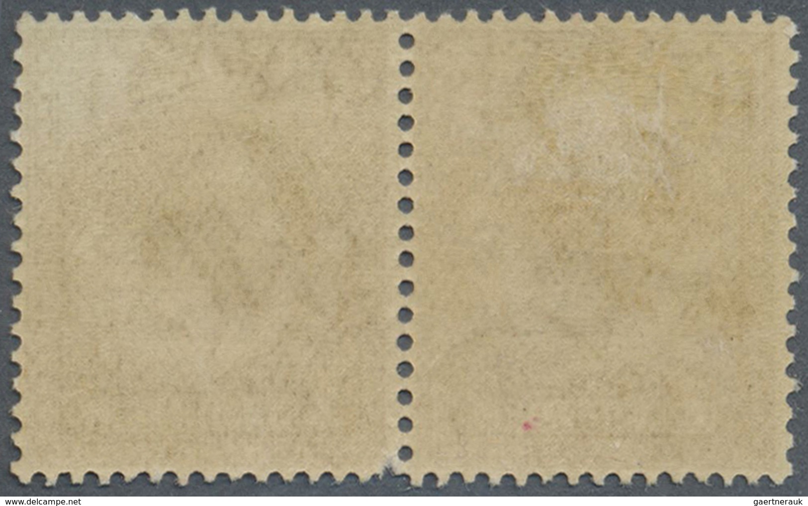 **/* Großbritannien: 1913, 1s. Bistre-brown, VARNISH INK, Horiz. Pair, Left Stamp Hinged, Right Stamp Unm - Sonstige & Ohne Zuordnung