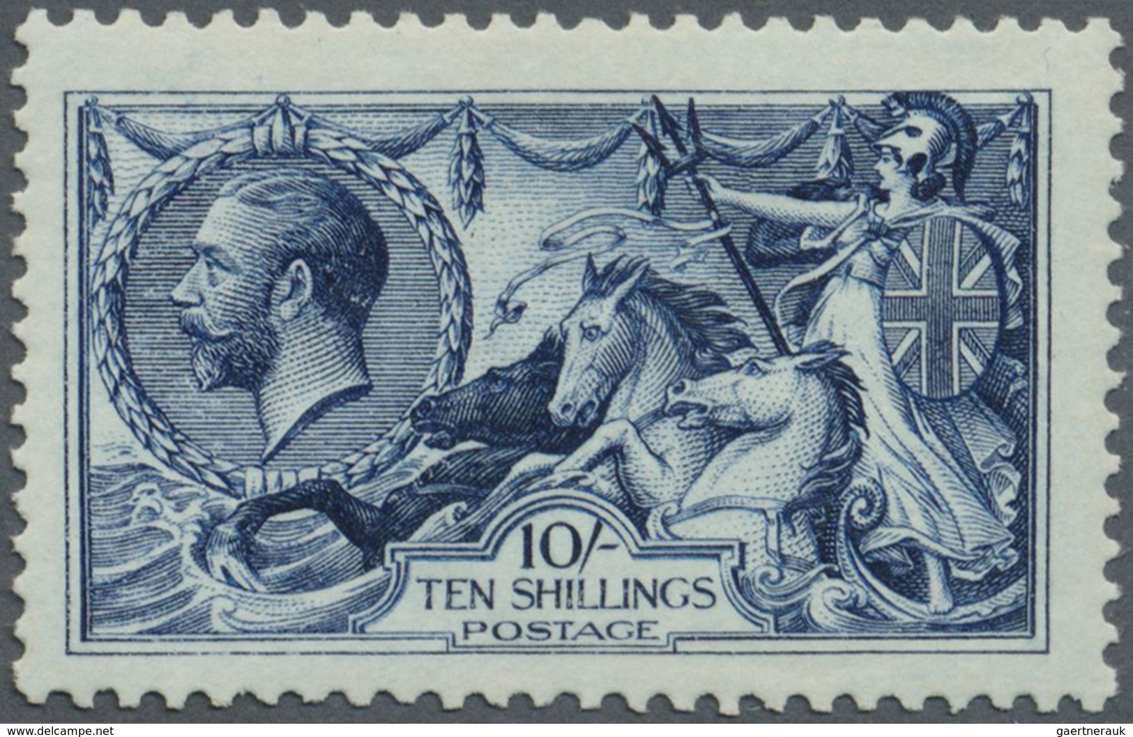 * Großbritannien: 1913, Seahorses, 10s. Indigo-blue, Waterlow Printing, Bright Colour, Well Perforated - Autres & Non Classés