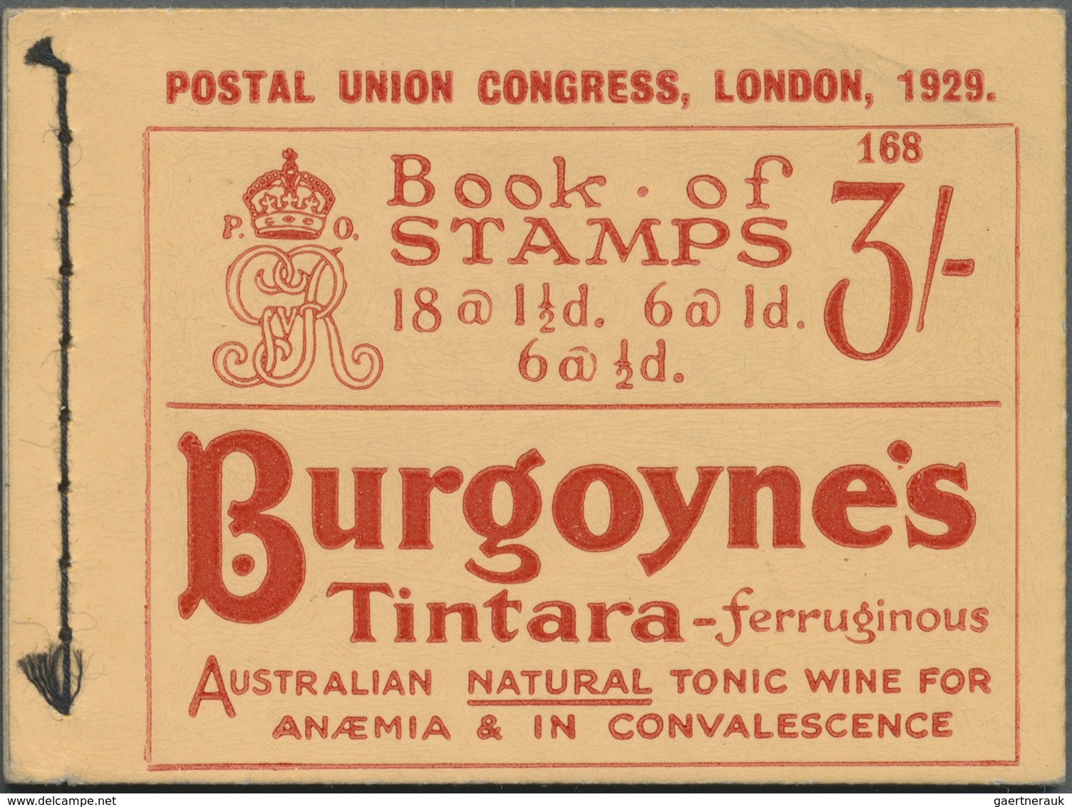 ** Großbritannien - Markenheftchen: 1929, October, UPU Issue, 3s. Booklet, Buff Cover (slight Bend), Ed - Carnets