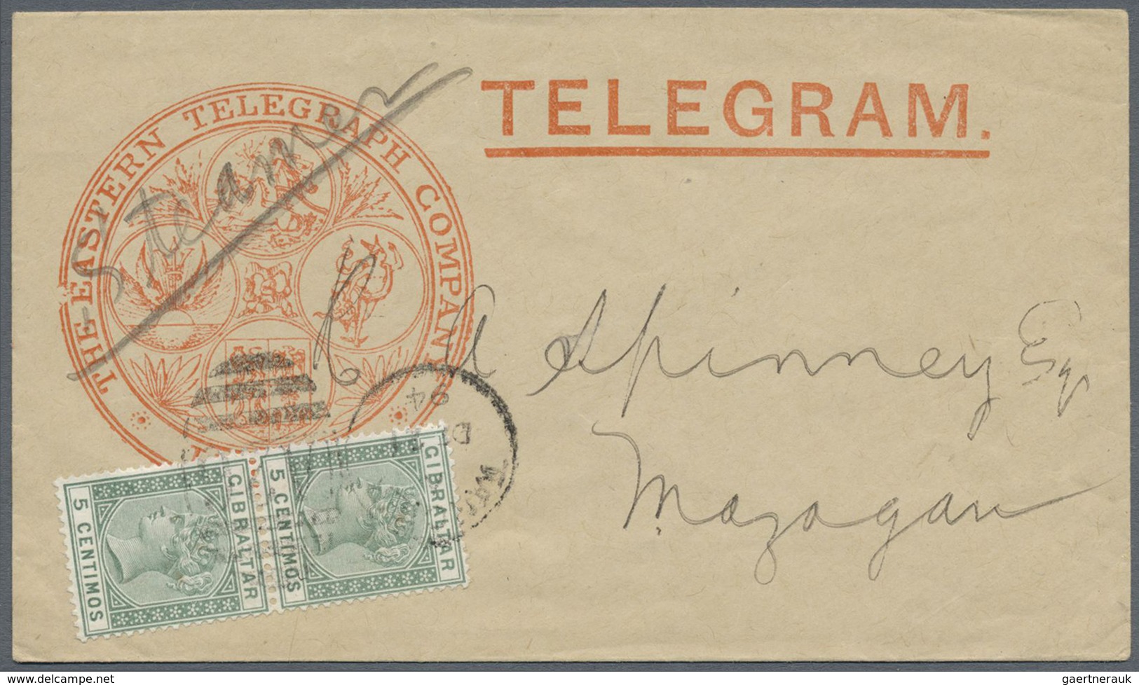 Br Britische Post In Marokko: 1894 TELEGRAM Envelope Of The Eastern Telegraph Company Used From Tanger - Sonstige & Ohne Zuordnung