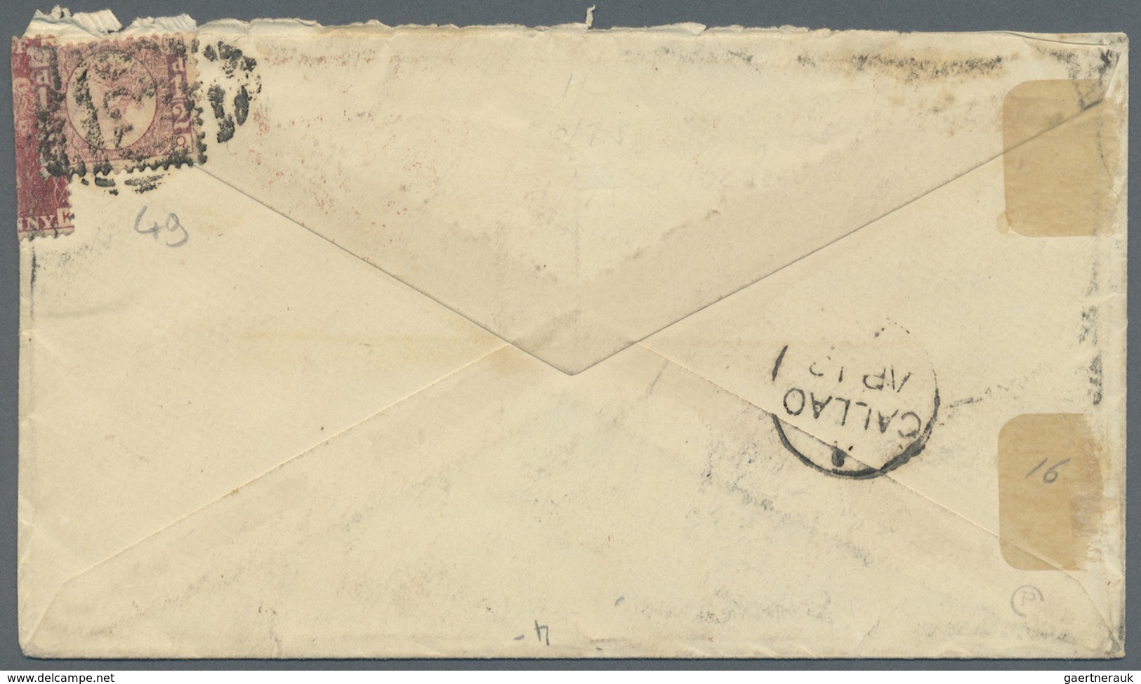 Br Großbritannien - Used Abroad: 1878 (BRITISH POST OFFICE IN PERU). Envelope (faults) To France Bearin - Autres & Non Classés