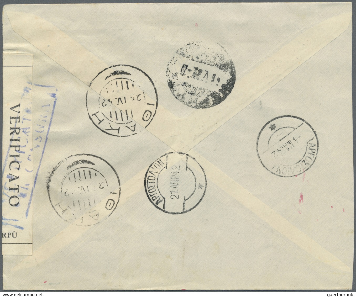 Br Ionische Inseln: 1942. Registered Envelope Addressed To Ithaca Bearing Italian Occupation SG 6, 50c - Ionische Eilanden