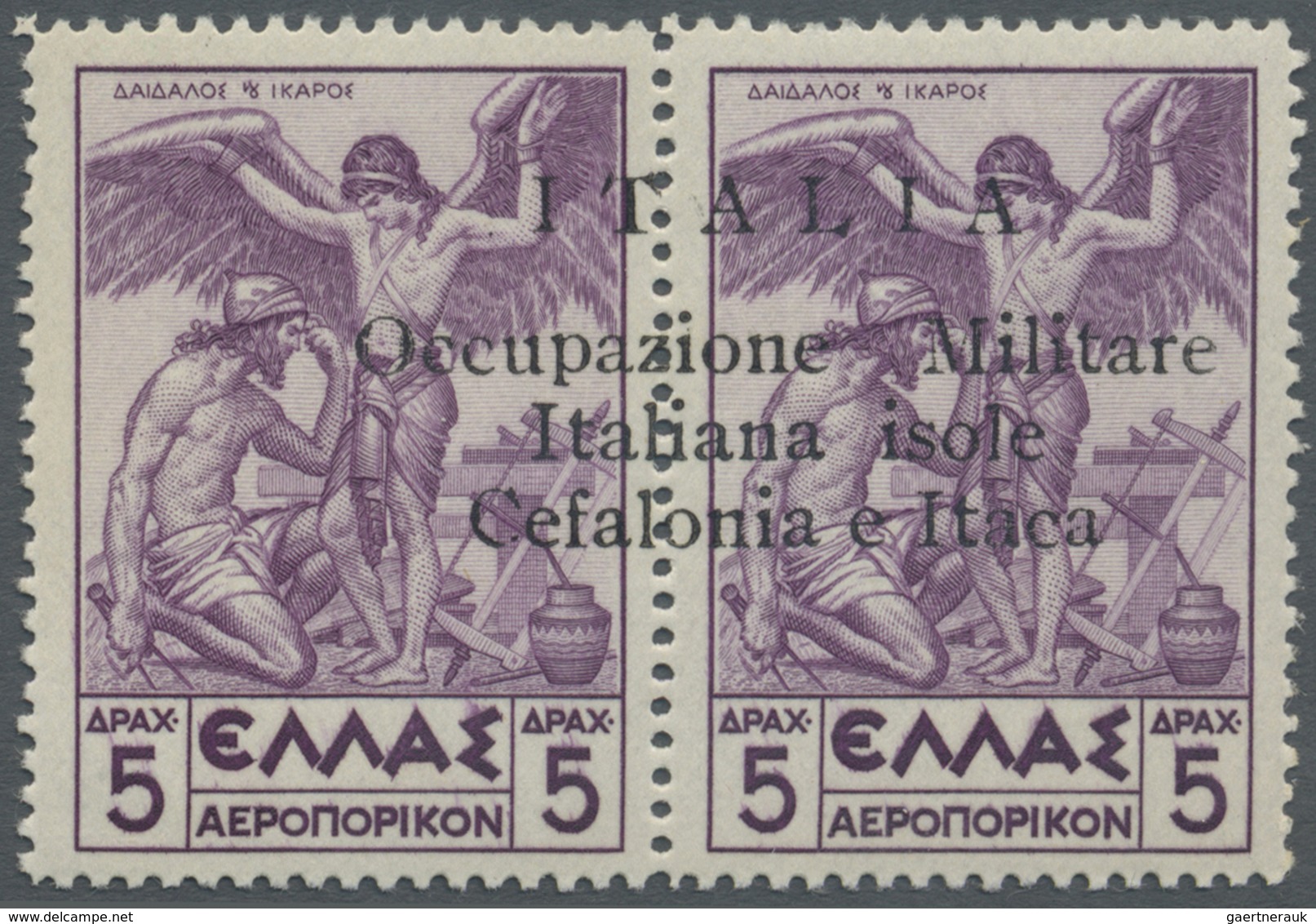 ** Ionische Inseln - Lokalausgaben: Kefalonia Und Ithaka: 1941, Argostoli Issue, Airmail Stamp 5dr. Vio - Ionische Eilanden