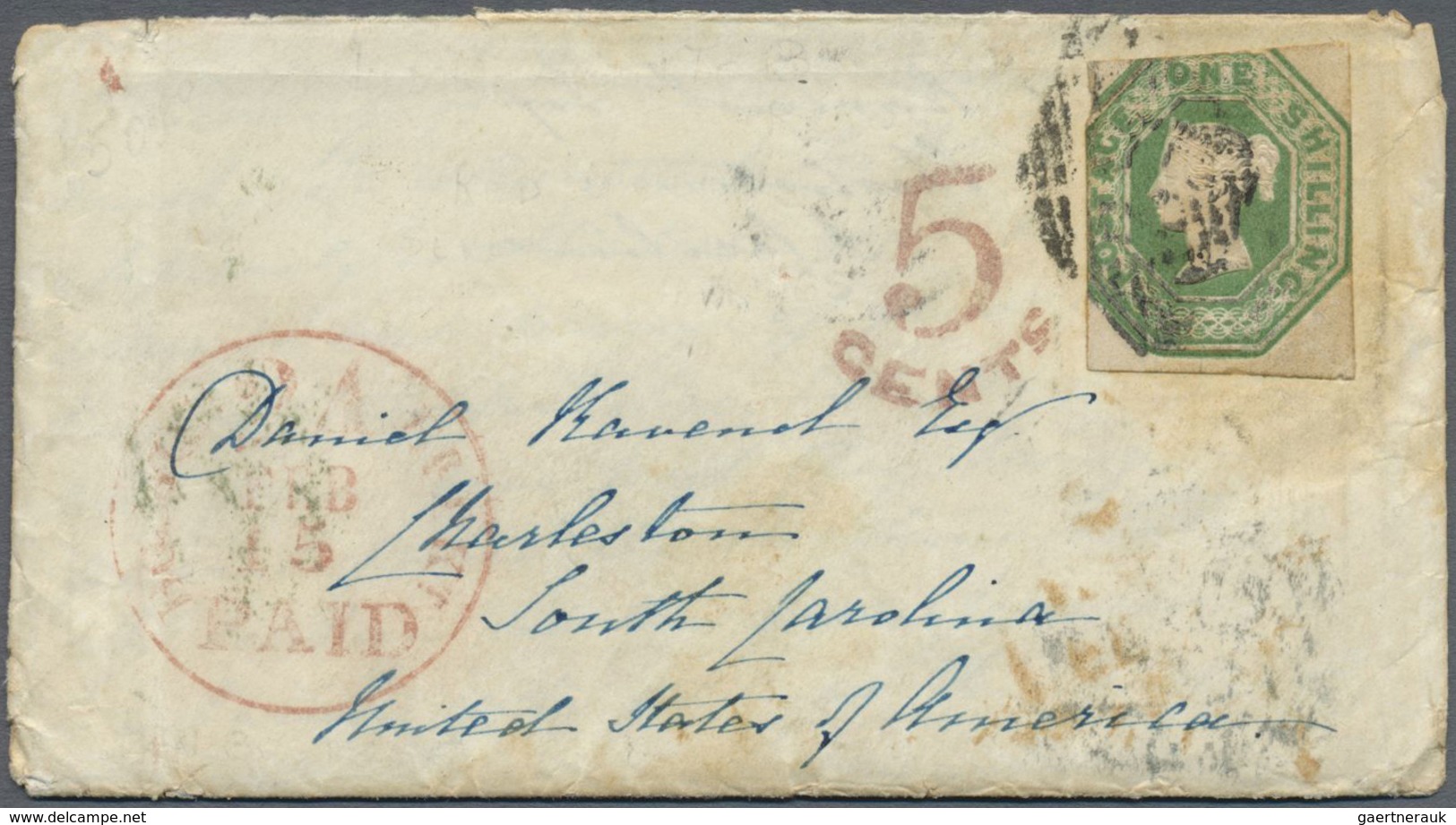 Br Irland: 1855 (Jan. 30), Cover Plus Contents From Holywood, Down, Northern Ireland To Charleston, Sou - Lettres & Documents