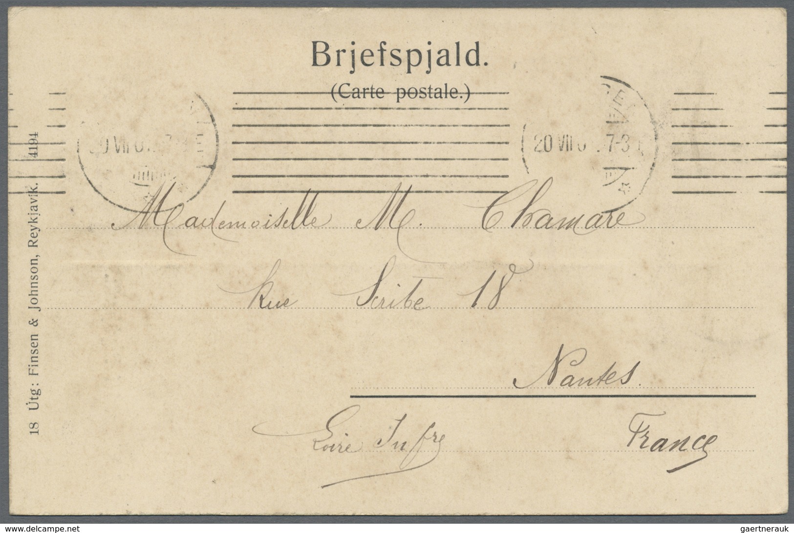 Island: 1907, Reykjavik, Zwei Historische Ansichtskarten Von 1907, Beide Mit Briefmarken Und Entwert - Sonstige & Ohne Zuordnung