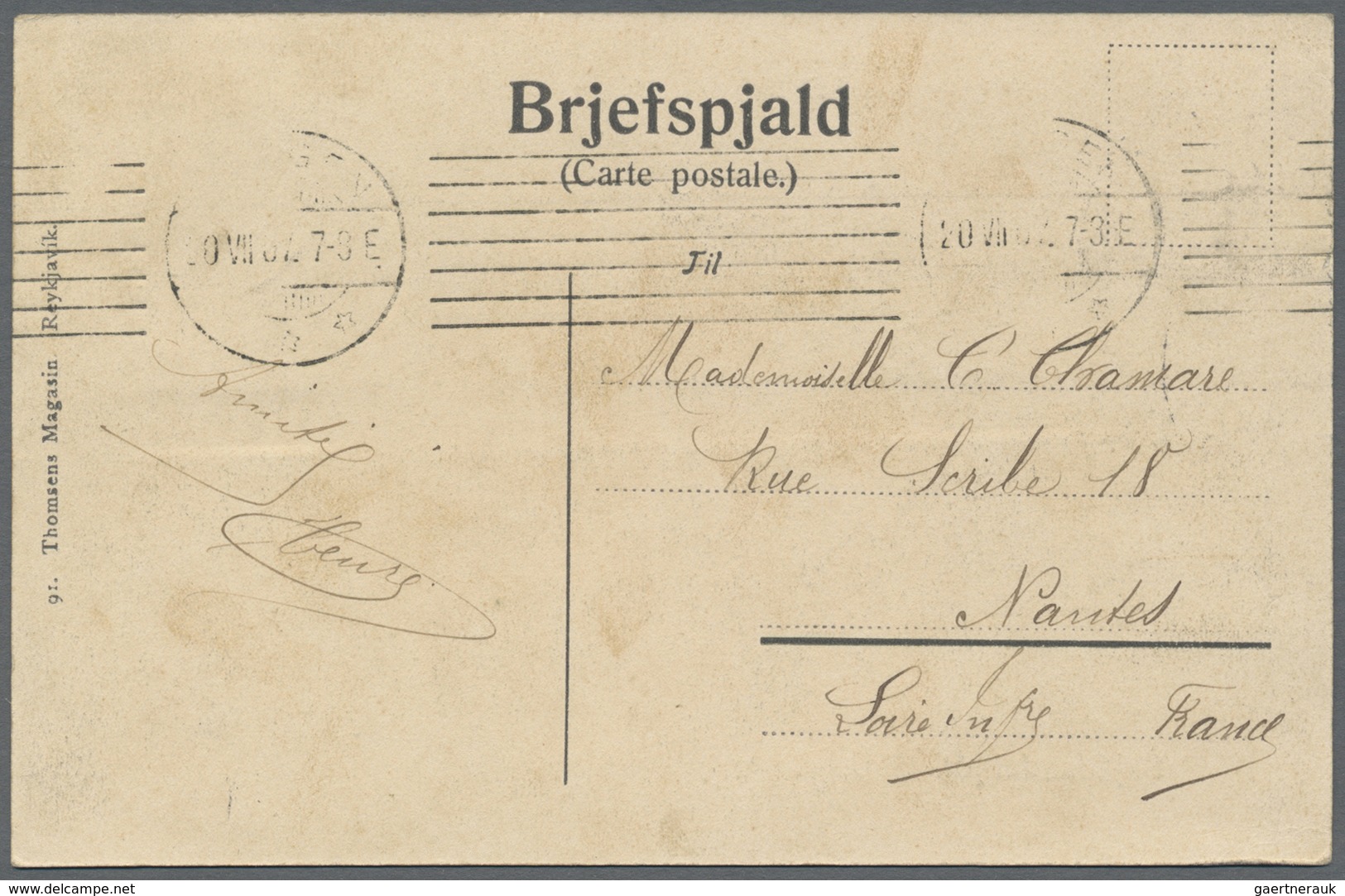 Island: 1907, Skjálfandafljót, Historische Kolorierte Ansichtskarten Mit Briefmarke Und Entwertung A - Andere & Zonder Classificatie