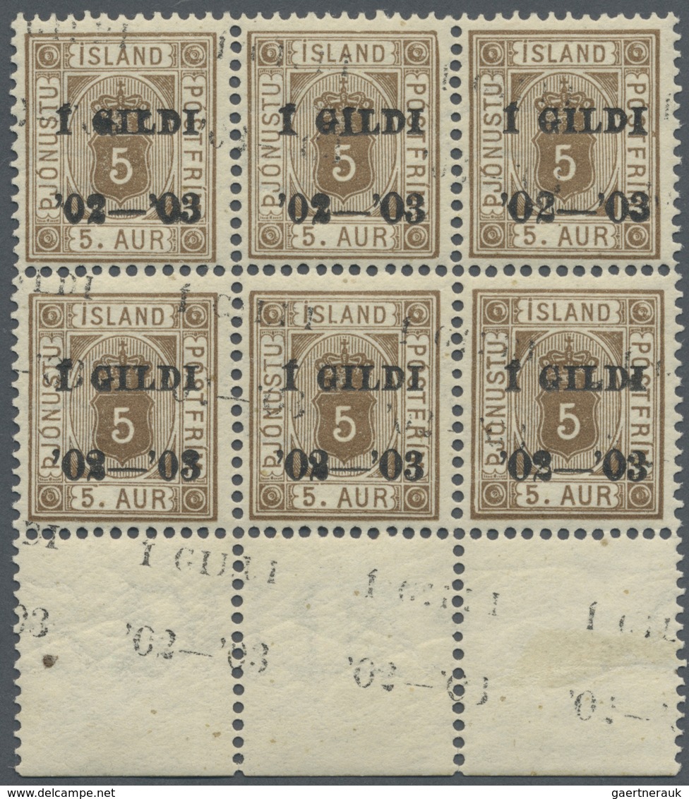 ** Island - Dienstmarken: 1902, Gildi Overprints, 5a. Brown, Perf. 12¾, Bottom Marginal Block Of Four W - Dienstzegels