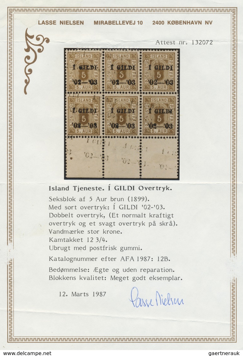 ** Island - Dienstmarken: 1902, Gildi Overprints, 5a. Brown, Perf. 12¾, Bottom Marginal Block Of Four W - Dienstzegels