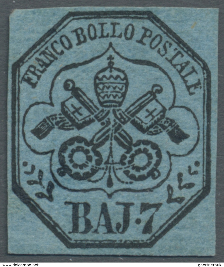 * Italien - Altitalienische Staaten: Kirchenstaat: 1852, Päpstliches Wappen 7 Baj Schwarz Auf Blau All - Etats Pontificaux