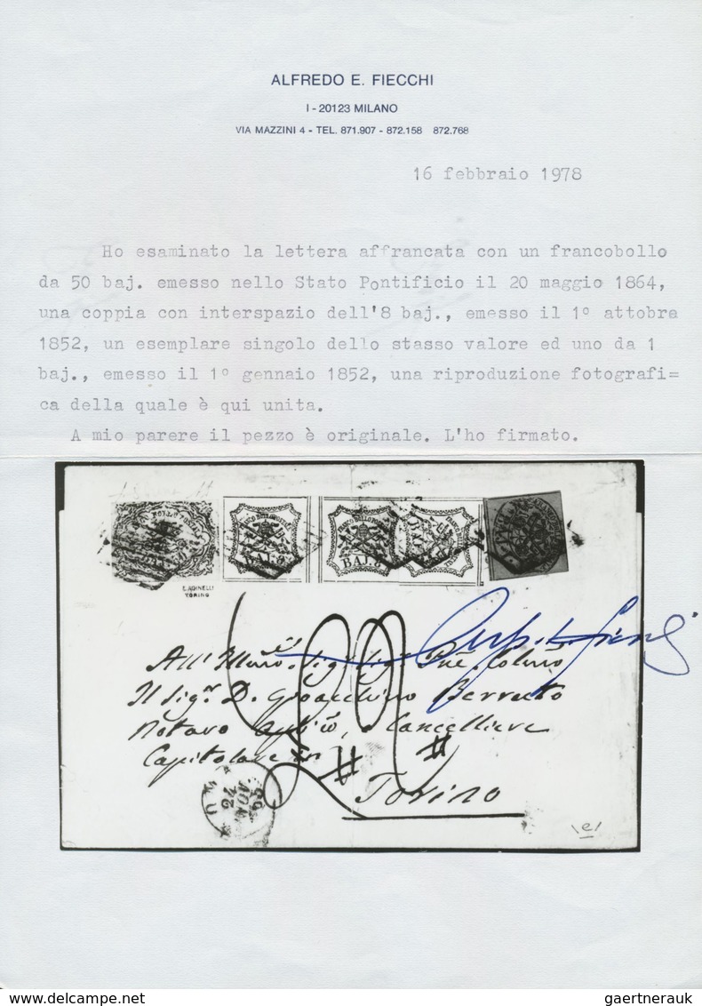 Br Italien - Altitalienische Staaten: Kirchenstaat: 1852/1864: 50 Baj "defective Print" + Gutter Pair 8 - Etats Pontificaux