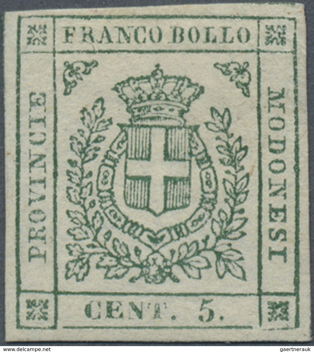 * Italien - Altitalienische Staaten: Modena: 1859, 5c. Green, Fresh Colour, Full Margins, Mint O.g. Wi - Modène