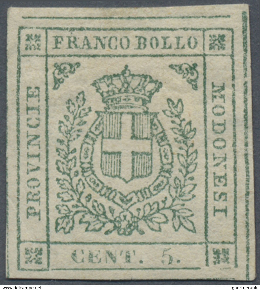 * Italien - Altitalienische Staaten: Modena: 1859, 5c. Green, Fresh Colour, Full Margins, Mint O.g. Wi - Modena