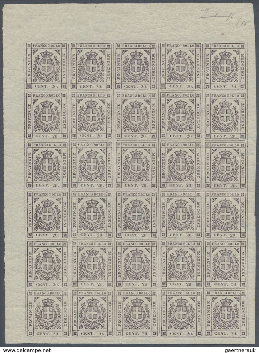 **/* Italien - Altitalienische Staaten: Modena: 1859: Provisorial Government, 20 Cent Rosa, Block Of Thir - Modène