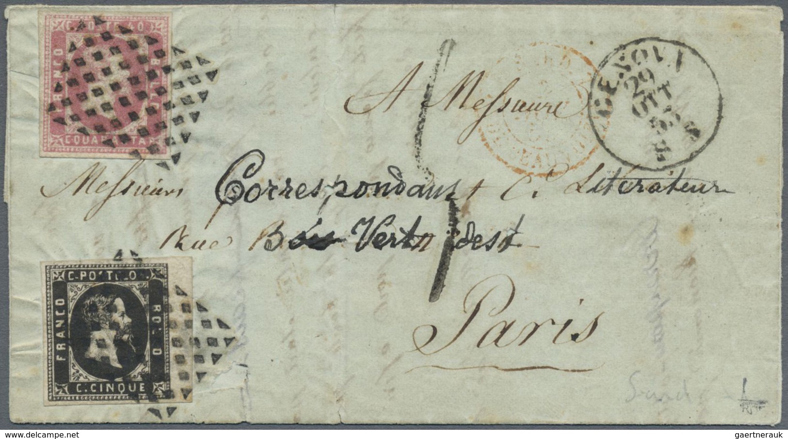 Br Italien - Altitalienische Staaten: Sardinien: 1851: First Emmission, 5 C Black From The Right Sheet - Sardinië